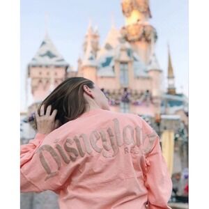 Disneyland Resort Spirit Jersey in Peach Pink with Gold Glitter, Women's Size XS
